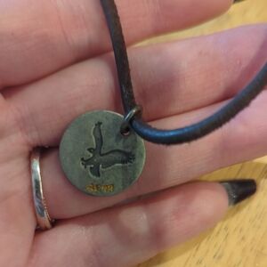 Vintage Hollister Black and Silver Pendant Necklace